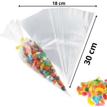 Imagem de Saco Saquinho Plastico Cone Trufado Incolor 18x30 160 Unidades - Lucky