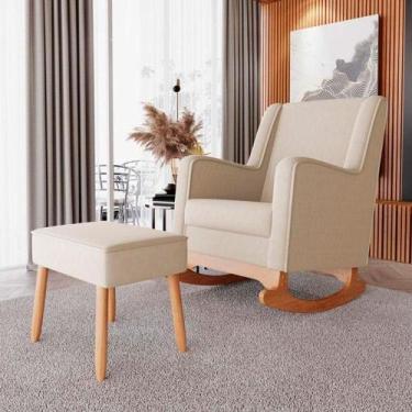 Imagem de Poltrona De Amamentação Com Balanço E Puff Aquila Bege - Ideal - FRATE