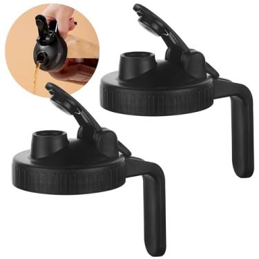 Imagem de Mason Jar Pour Spout Lid for Wide Mouth Mason Jars, Mason Jar Pitcher Flip Cap Airtight Handle Lid, Leak Proof Seal Cover, Pack of 2F