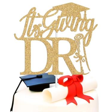 Imagem de It's Giving DR Cake Topper, Congrats Doctor/PHD, Doctoral Degree Graduation Decor, 2025 College Phd Graduation Party Decorations Supplies, Gold Glitter