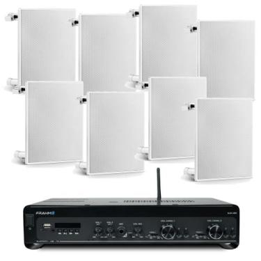 Imagem de Kit Som Ambiente Amplificador Slim 4100 G5 300W RMS 2x150W  8 Arandela