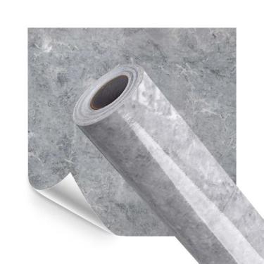 Imagem de Papel de Parede Adesivo Lavavel Pedra Marmore Cinza Oceano 500x60cm - 