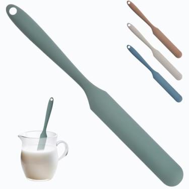 Imagem de Ksheria Espátula de frasco de silicone, espátula fina antiaderente resistente ao calor, palito de agitação de fermento, espalhador de geleia para manteiga de amendoim, espátulas de manteiga de creme