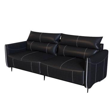 Imagem de Sofá Austin Reclinável 2 Lugares Couro Preto Pés Em Aço 194cm - 69522