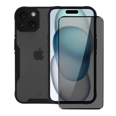 Imagem de Kit Capa Dual Shock Sense E Pelicula Defender Pro Privacidade Para Iphone 15 - Gshield