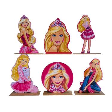 Imagem de Kit Display De Mesa 6 Peças Para Festa Barbie Mdf