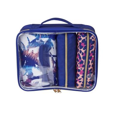 Imagem de Conjunto de bolsas de higiene e cosméticos Conair de 5 peças Blue Palm