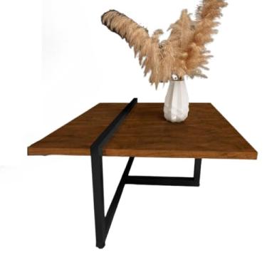 Imagem de Mesa Centro Estilo Industrial Decorativa Moderna(Imbuia/preto)