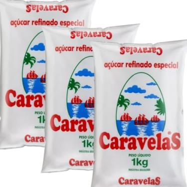Imagem de KIT COM 3 UNIDADES - AÇÚCAR REFINADO CARAVELAS 1KG