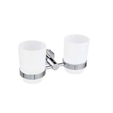 Imagem de Acessórios de banheiro polidos Suporte para papel higiênico Gancho para roupão Suporte para saboneteira Toalheiro Suporte para escova de vaso sanitário de aço inoxidável, porta-copos duplo