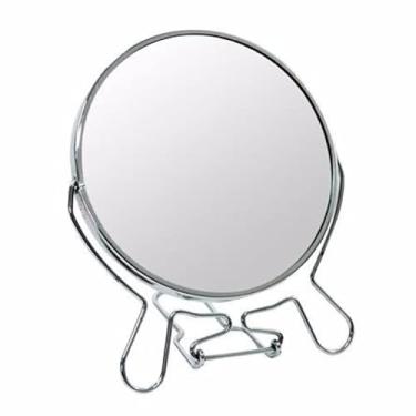 Imagem de Espelho De Mesa Mão Redondo Dupla Face C/Suporte E Aumento Zoom(16CM / 7")