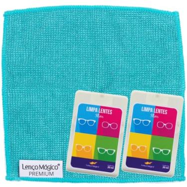 Imagem de Lenço Mágico - Kit 2 Spray Slim 20 ml e 1 Microfibra Premium 15cm x 15cm - Limpa Lentes 290 Aplicações - Limpeza de Óculos Celular Câmera Fotográfica Eletrônicos - Flanela Maciez Lavável