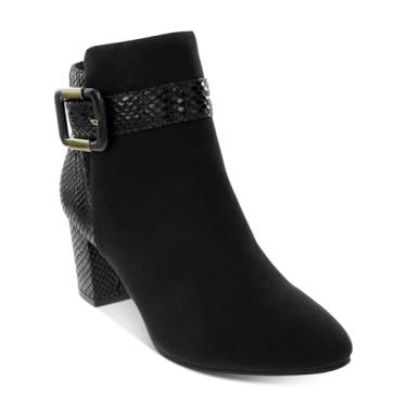 Imagem de Karen Scott Bota feminina Ivvy com zíper e bico amêndoa no tornozelo, Microcamurça preta, 34