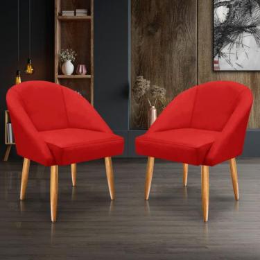 Imagem de KIT 2 Cadeira Lua Veludo Decorativa Luxo - SELMINHADECOR, vermelho
