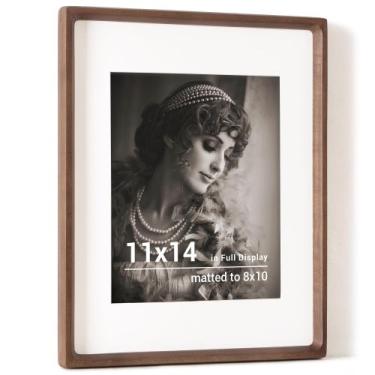 Imagem de Porta-retratos Fun Memories em madeira de nogueira 11x14 com vidro tem