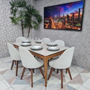 Imagem de Sala de Jantar Mesa Addar Com 6 Cadeiras Dilly Fixas - D'Confort Desig