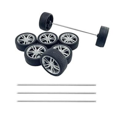 Imagem de 8PCS Toy Car Wheel RC Car Rubber Tire Wheel with Metal Shaft Axles for RC Car Truck DIY Model Toy Building Projects (2.5x37mm)