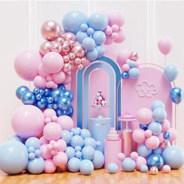 Imagem de FHEKFNG Kit De Arco Guirlanda Balões Rosa E Azul, Para Revelação Do Sexo Bebê, Balão Azul Metálico Menino Ou Menina, Decoração Festa Aniversário Chá Bebê
