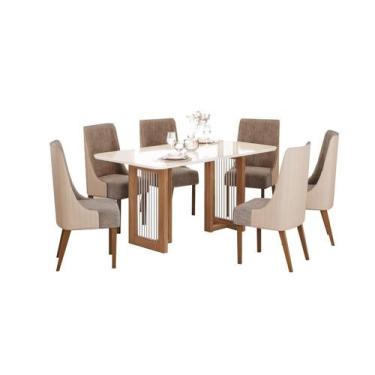 Imagem de Mesa Jantar Yara 160 6 Cadeiras Ivy Cacau - Henn