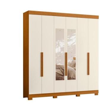 Imagem de Guarda Roupa Vinci com Espelho 6 Portas Cinamomo/Off White - ABZ - Alb
