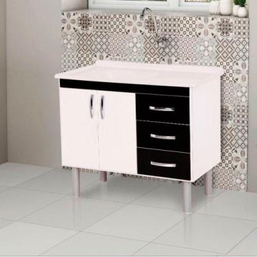 Imagem de Balcão Tóquio 2 Portas E 3 Gavetas Para Pia De 120 Cm Rorato Branco Co