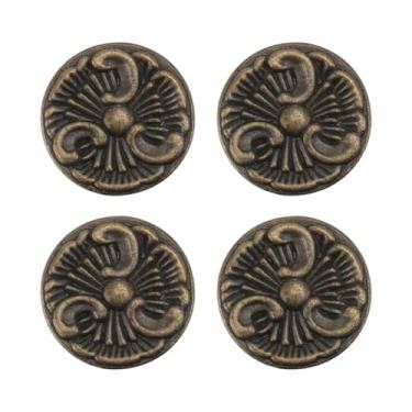 Imagem de 4 Pcs Alça Redonda Cômodas De Latão Flor Redondo Ferragens De Armário Antigo Geladeira Pequeno Puxadores De Armário De Latão Antigo Janela Trava Liga De Zinco Antiguidade Utensílio