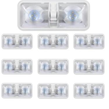 Imagem de KONPWAY Luzes Led De 12 Volts Para Rv Com Interruptor Liga/Desliga - Luz Do Dia 6500K 8W 600Lm, Iluminação Interna Para Rv, Van, Trailer, Barco - Pacote Com 10
