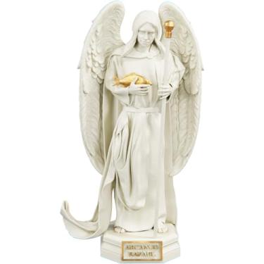 Imagem de Estátua São Rafael Arcanjo da Cura - Imagem Católica (Cor Mármore Dourado)