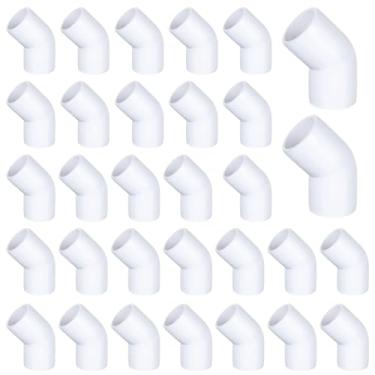 Imagem de DAJAVE Pacote com 30 acessórios para tubos de PVC de 45 graus, cotovelo de PVC de ângulo reto bidirecional, conectores de encaixe de tubo de PVC para estrutura de suporte de jardim de prateleira de