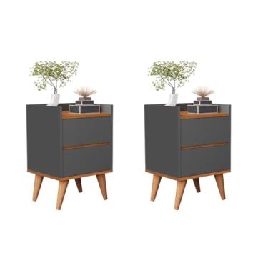 Imagem de Conjunto Cabeceira Cama Casal 1,40 Com kit 2 Criado Quarto Verona (Onix/Nature)