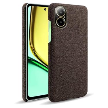 Imagem de Capa para OPPO Realme C67 4G,Capa desenhada em lona,Case Protetora Ultrafina com Empunhadura Macia,Design em Tecido Antichoque e Antiarranhões-Brown