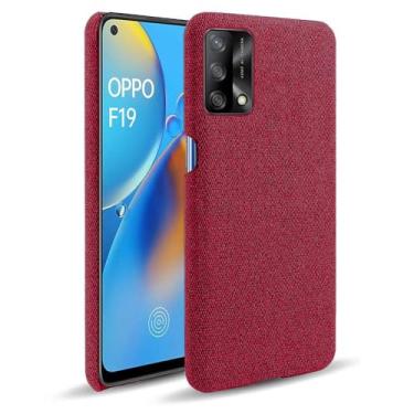 Imagem de Capa para OPPO A74 4G,Capa desenhada em lona,Case Protetora Ultrafina com Empunhadura Macia,Design em Tecido Antichoque e Antiarranhões-Red