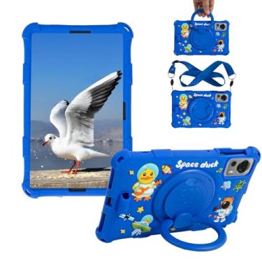 Imagem de Sfulatdc Capa de silicone para tablet 360 com suporte giratório/alça de ombro infantil linda capa compatível com ALLDOCUBE iPlay 60 Mini Pro/DOOGEE T20 Mini 8,4 polegadas azul