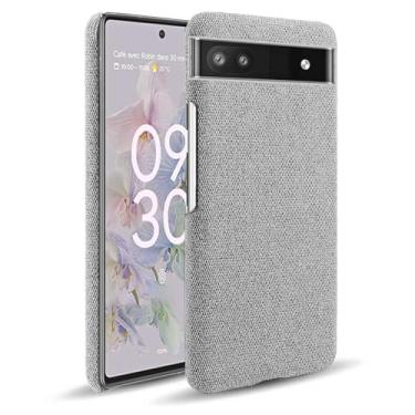 Imagem de Capa para Google Pixel 6a 5G,Capa desenhada em lona,Case Protetora Ultrafina com Empunhadura Macia,Design em Tecido Antichoque e Antiarranhões-Light gray