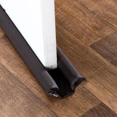 Imagem de Kit 3 Protetor Veda Porta Rodape Bagum 1,00m Contra Insetos Anti Batida Impermeável Liso Marrom