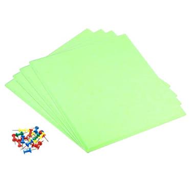 Imagem de PATIKIL Placas de feltro, pacote com 4 unidades, autoadesivas, quadradas, de cortiça, quadro de avisos com pinos de pressão para fotos, memorandos, decoração de escritório em casa, verde claro