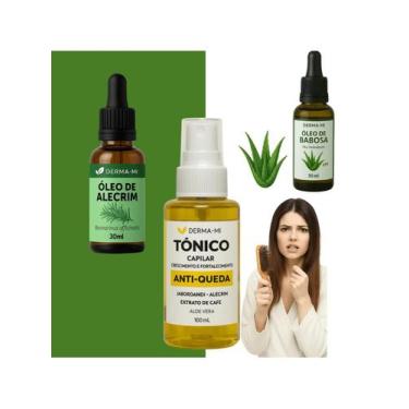 Imagem de Kit Capilar  Tônico Anti-Queda + Óleo de Alecrim + Óleo de Babosa  Cre
