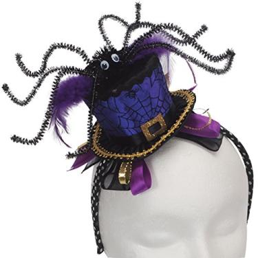 Imagem de Loftus International Faixa de cabeça de Halloween Steampunk Spider Witch Mini chapéu azul roxo, item de tamanho único