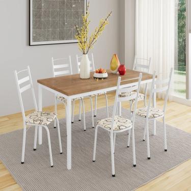 Imagem de Conjunto de Mesa com 6 Cadeiras Adriana Branco/ Madeira Cedro/ Demolição