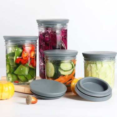 Imagem de Tampas de fermentação de silicone para frascos de pedreiro de boca larga, tampas de frascos de fermentação de rebites reutilizáveis kit de fermentação para Kimchi, chucrute e picles fermentados