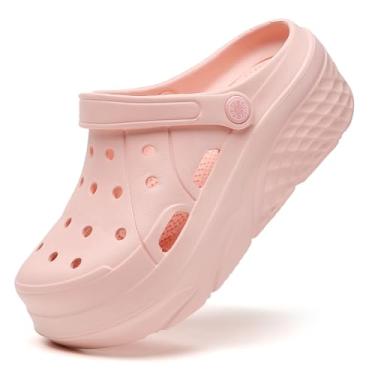 Imagem de Sandália feminina plataforma tamancos jardineiros sapatos de jardim salto alto sandálias de salto alto, Rosa, 38 BR