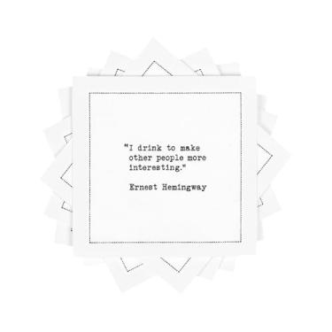 Imagem de Guardanapos de coquetel brancos engraçados cinco estrelas, 50 guardanapos de coquetel descartáveis de algodão de luxo com citações de bar espirituoso, 11,4 cm x 11,4 cm para bares domésticos, noites