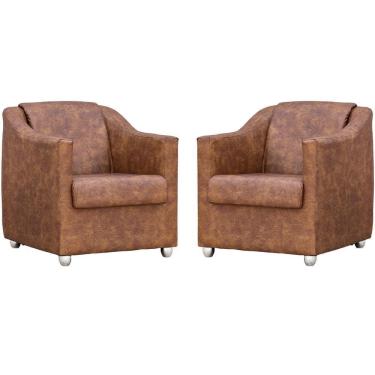 Imagem de Kit 2 Poltronas Mila Corino Cores Pé De Plástico Cromado - Peroba Corino