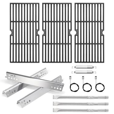 Imagem de Hipoilk Peças de reposição para queimador Charbroil Advantage 3 463343015, 463370015, 463335115, grelhas de ferro fundido, barracas de placas de calor, queimadores e ignição para Char-Broil 463343015