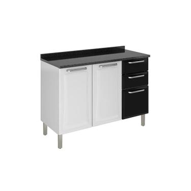 Imagem de Balcão de Cozinha 3 Portas 2 Gavetas Itatiaia Tarsila de Aço 120cm Branco/Preto