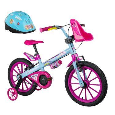 Imagem de Bicicleta Infantil Menina Aro 16 Unicórnio com Capacete