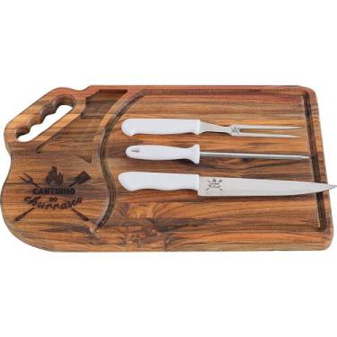 Imagem de Kit Churrasco Completo Personalizado Tábua com Utensílios Presente Nam