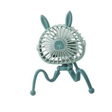 Imagem de Generic Ventilador de mesa com 3 engrenagens ajustáveis, leve e multifuncional com ventilador leve para carrinho de bebê para casa, escritório, bicicleta, Orelhas de Coelho Verdes