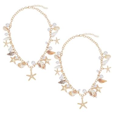 Imagem de UNICRAFTALE 2 peças, colares de estrela-do-mar, verão, praia, mulher, colar, concha, concha, colares, pérolas, colares, sereia, fantasia, verão, praia, joias, para festas femininas