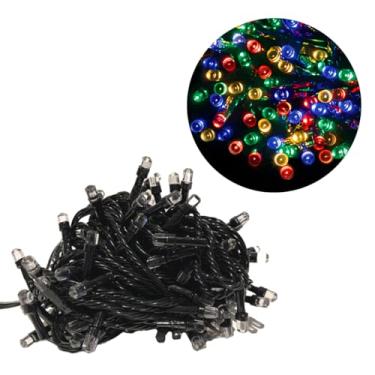 Imagem de Pisca-Pisca, Cordão Luminoso LED, 100 Lâmpadas Coloridas, 10 Metros, Fio Preto